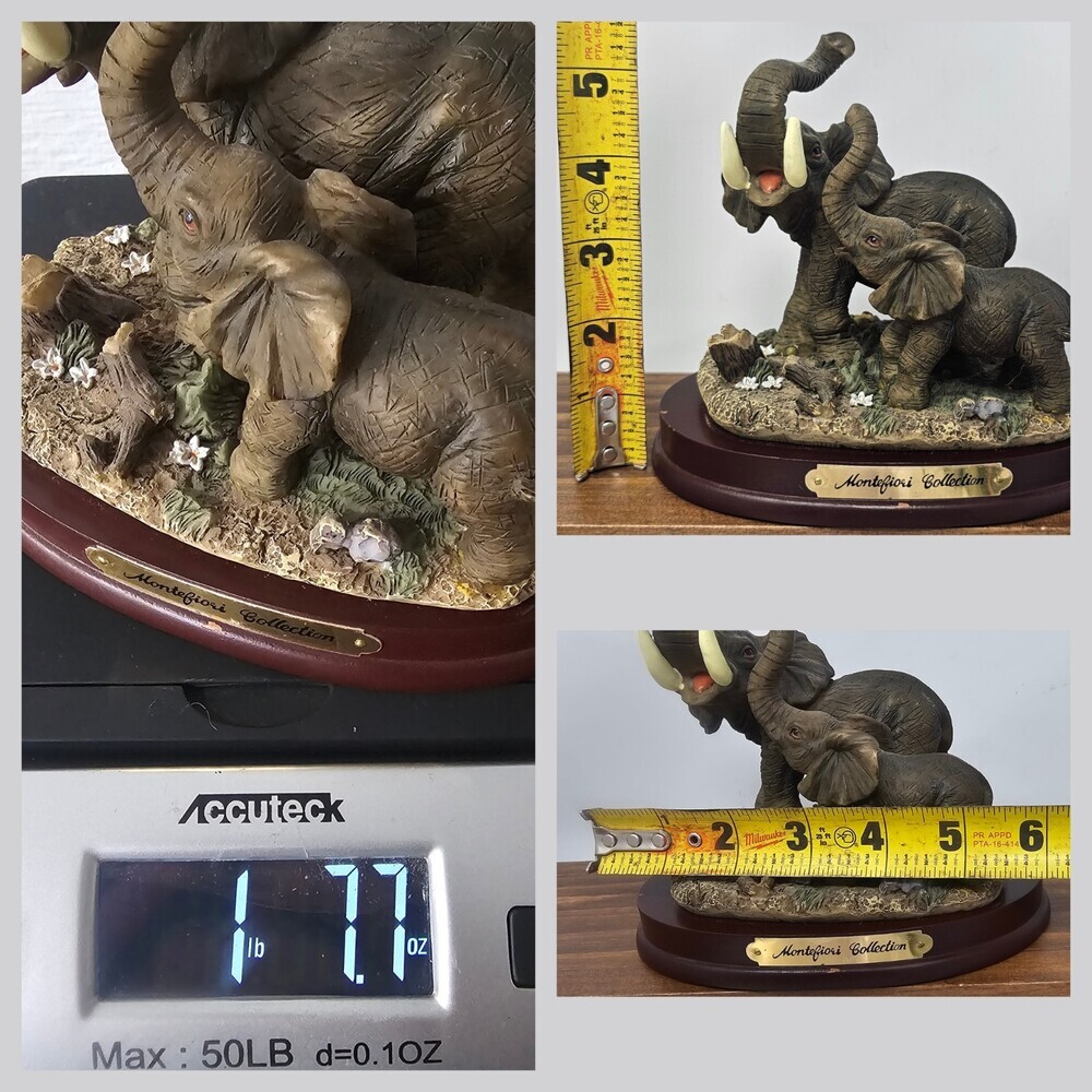 Elephant Figurine on Wood Base - Montefiori Collection - Italy Design 6"x5.5" - Picture 11 of 11